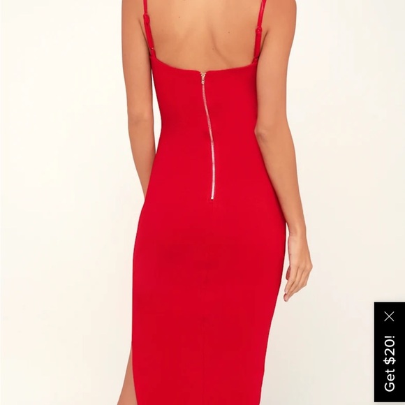 Lulus Red Bodycon Midi Dress Medium – Sexy Cocktail Party Wedding Guest - Picture 3 of 11